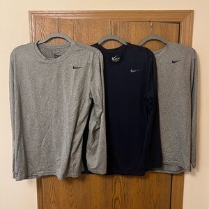 3 Large Nike Long Sleeve Dri-fit Shirts